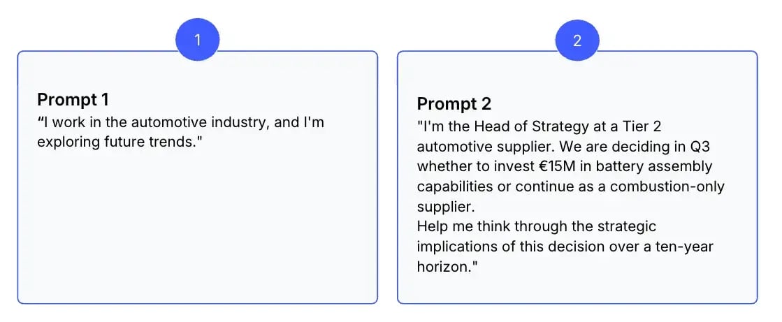 Comparing two prompt alternatives
