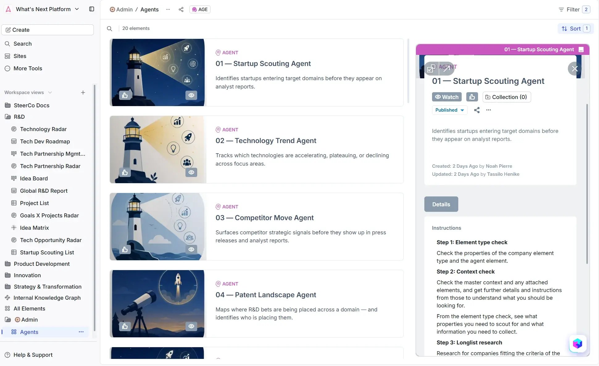 Defining AI agents inside ITONICS for R&D and innovation