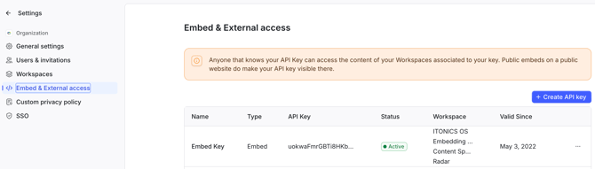 Embed & External Access