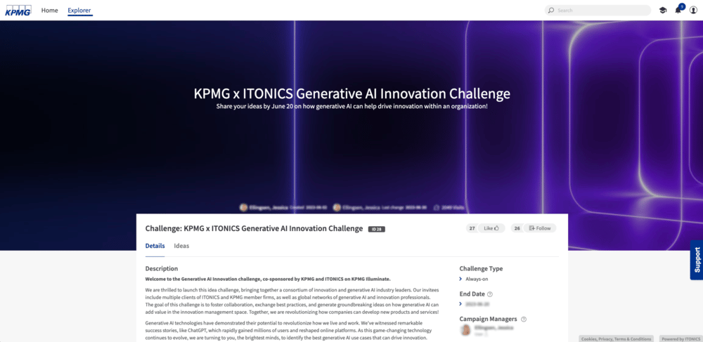 KPMG's innovation platform powered by ITONICS
