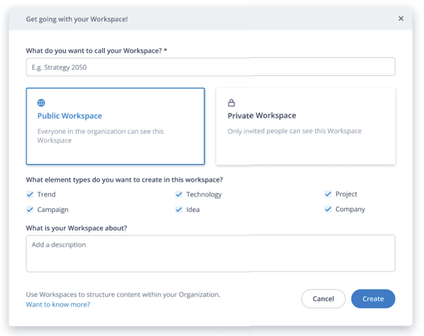 workspace visibility