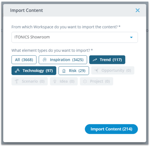 Import content to workspace