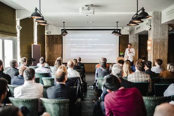 Tim Pohlmann from IPlytics presenting at AI-enabled Tech Foresight Summit Berlin