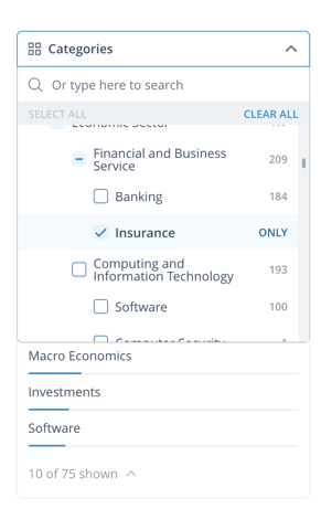 Startup scouting: choosing categories in ITONICS Insights