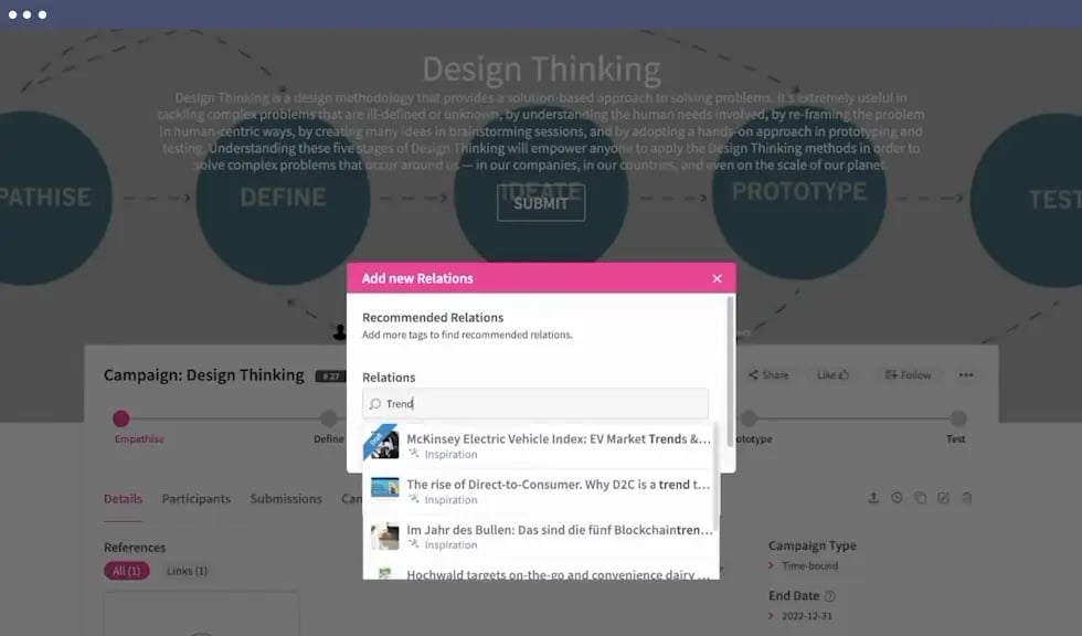 ITONICS Campaign idea overview