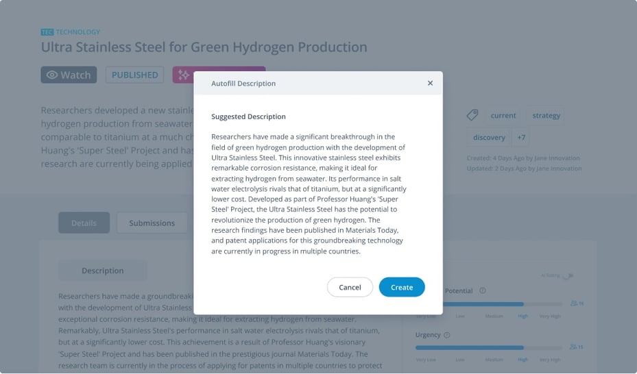 Automation feature in ITONICS