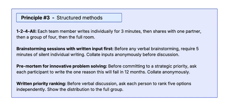 Structured methods to encourage participation