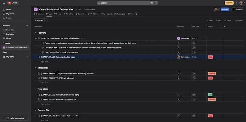 Asana Project Management Software