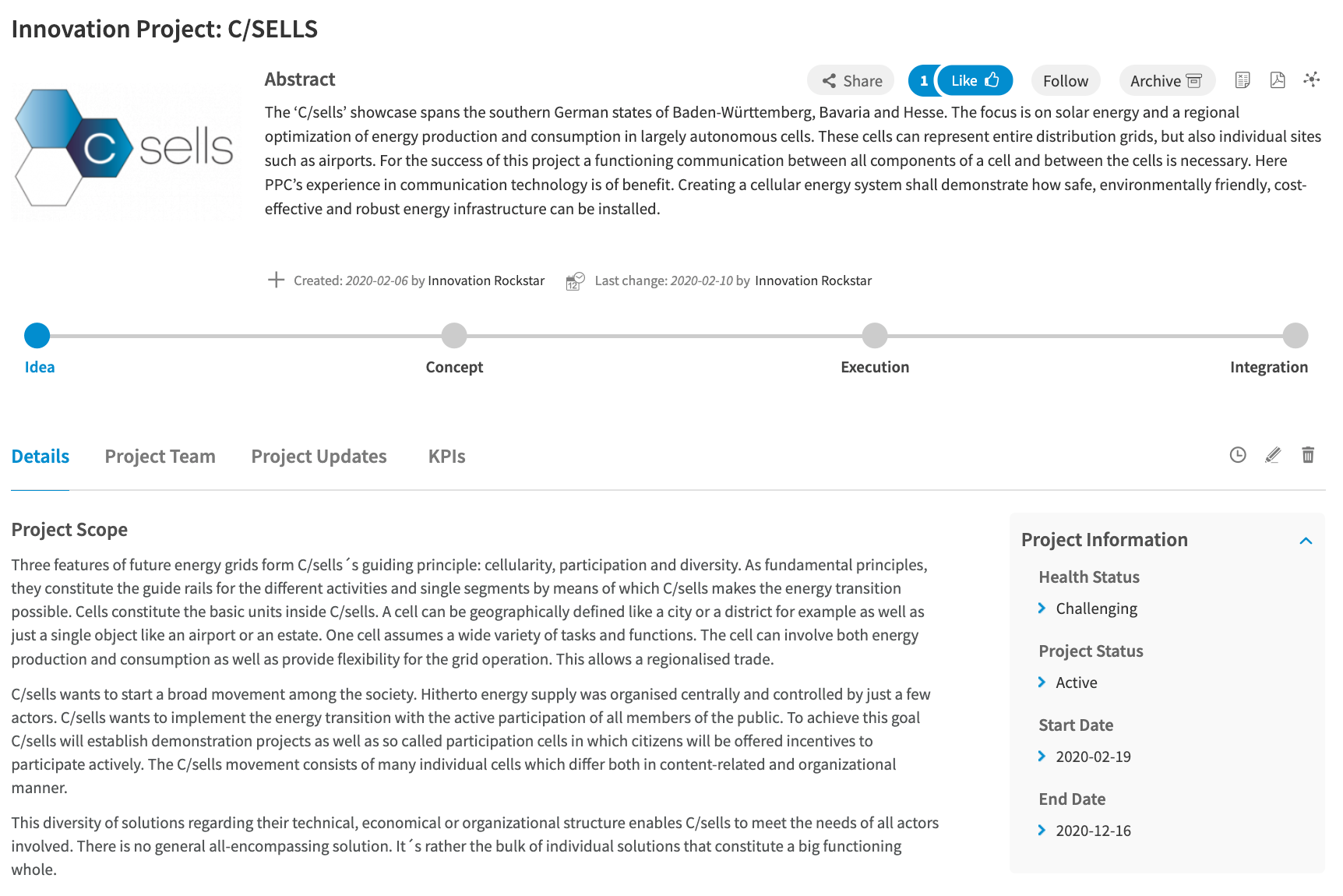 Project Profile in Portfolio Management Software