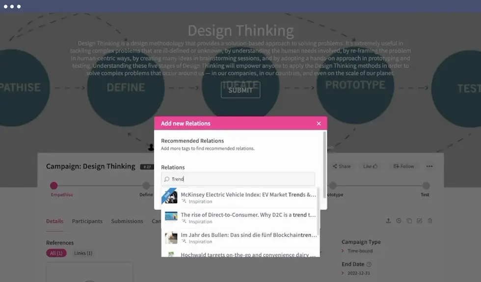 ITONICS Campaign idea overview