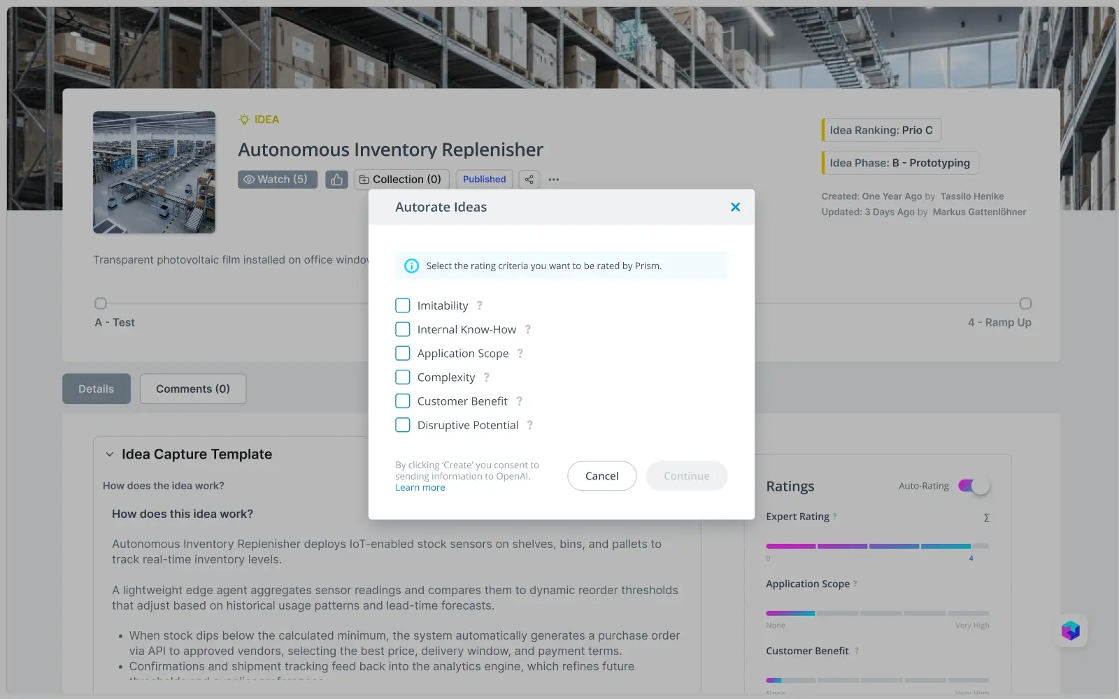 AI to evaluate ideas, trends, or projects 