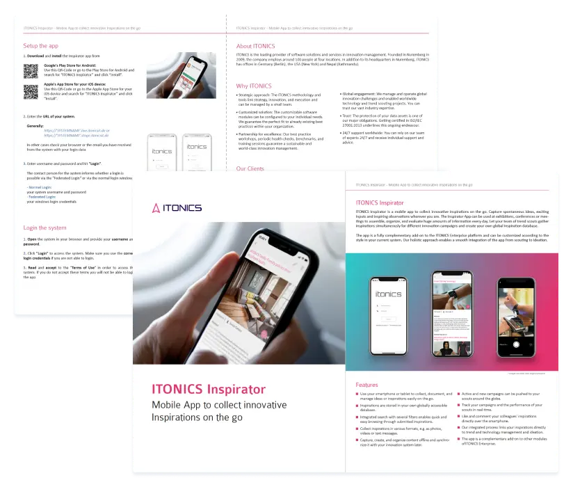 Product Flyer: ITONICS Inspirator App - Free Download