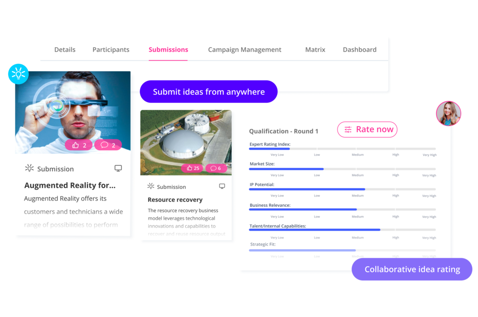 Idea management software with idea rating