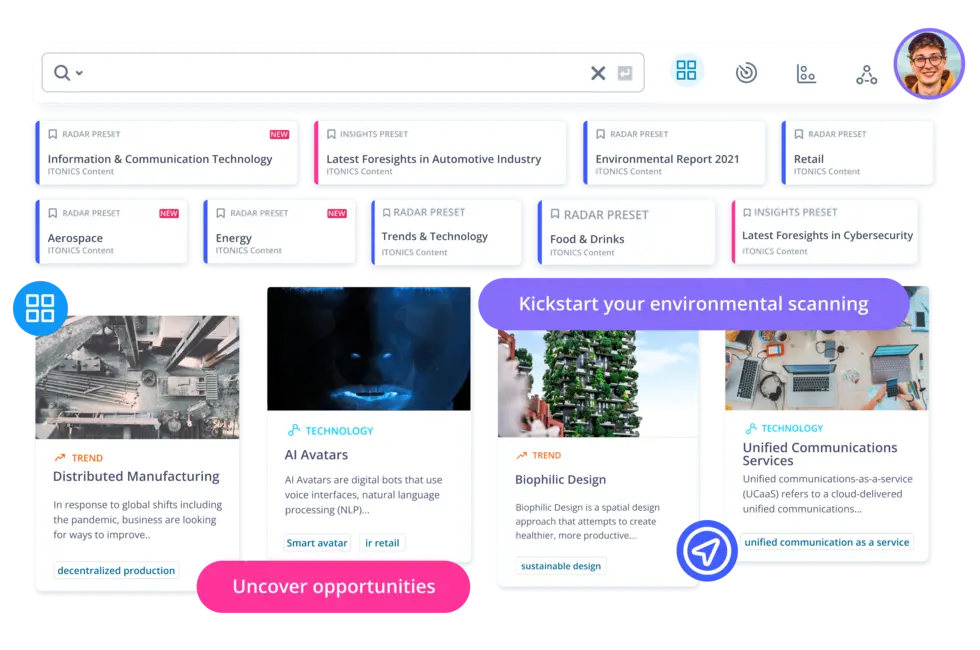 Industry filter for trends and technologies