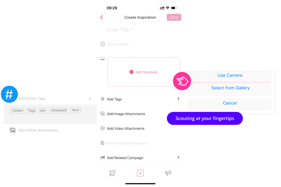 Submit ideas and inspiration via app for innovation campaigns