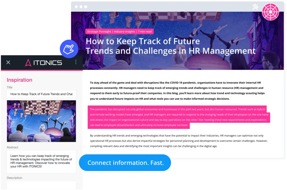 Save inspirations from blog articles with the ITONICS Web Clipper