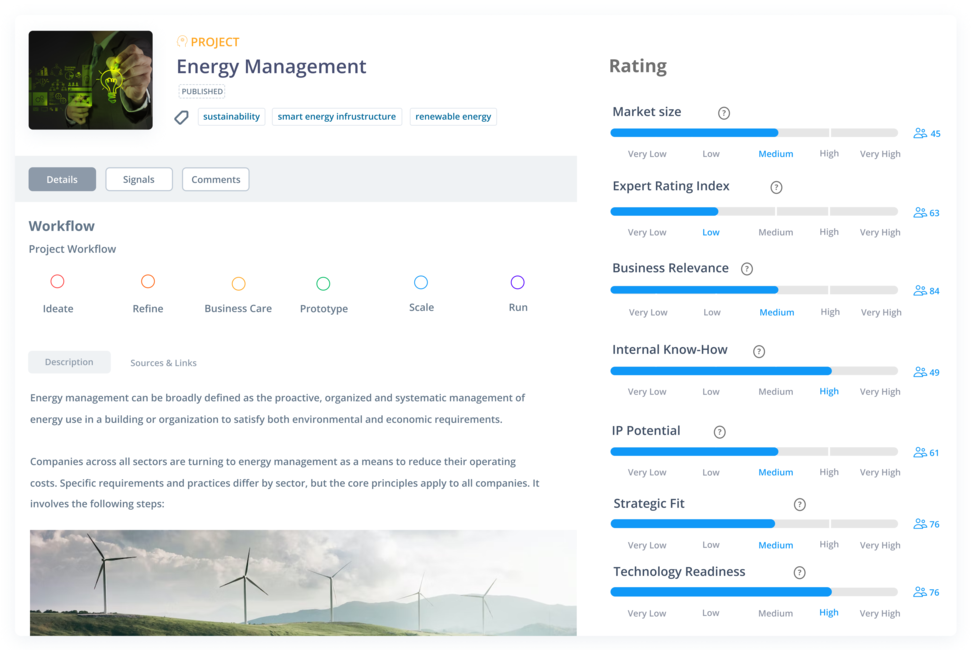 Innovation project with ratings