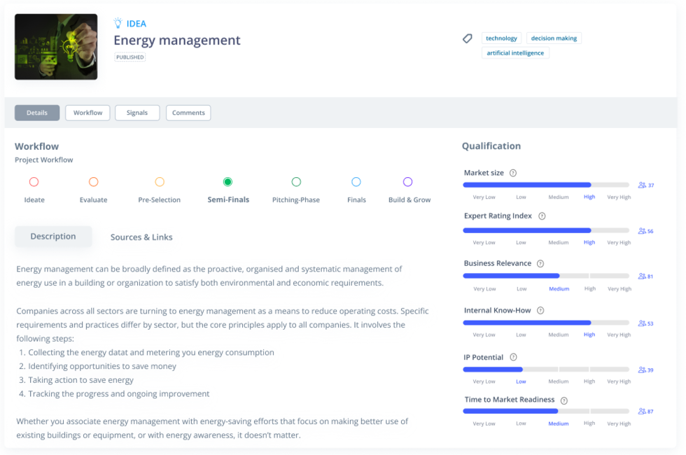 Idea management software for food and drink industry