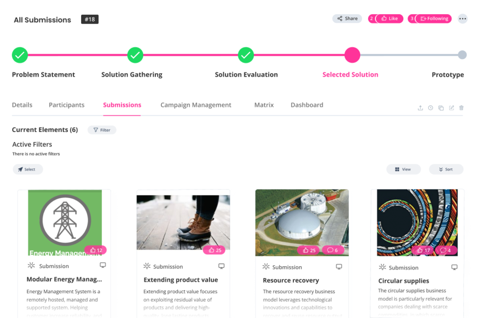 Platform for innovation campaigns and ideas