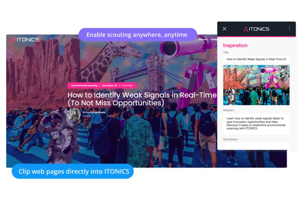 Web Clipper browser extension for ITONICS Innovation OS