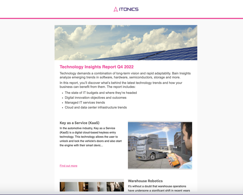 In-system emails and newsletters in the ITONICS Innovation Management Software